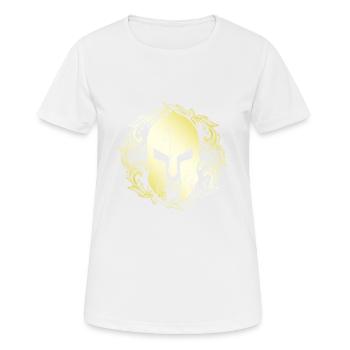 Casque Spartan Symbole Or Fighter Gym - T-shirt respirant Femme - blanc - Devant - AI Model Female 172 dark (172cm)