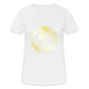 Sparta Helmet Gold Symbol Warrior Logo Gladiator - Women's Breathable T-Shirt - white - Front - AI Model Female 172 dark (172cm)