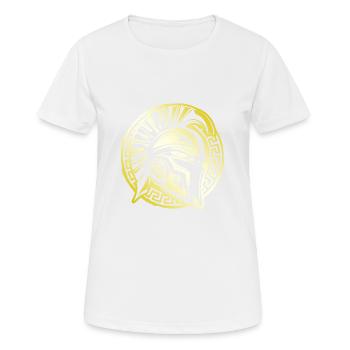 Spartaner Helm Gym Gladiator Mythologie Gold - Frauen T-Shirt atmungsaktiv - Weiß - Vorne - AI Model Female 172 dark (172cm)