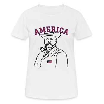Amerika USA - Frauen T-Shirt atmungsaktiv - Weiß - Vorne - AI Model Female 172 dark (172cm)