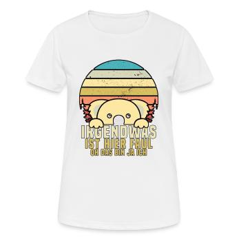 Irgendwas ist hier Faul OH DAS BIN JA ICH - Frauen T-Shirt atmungsaktiv - Weiß - Vorne - AI Model Female 172 dark (172cm)