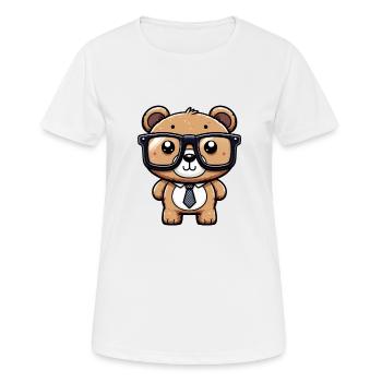 Ours ringard avec des lunettes - T-shirt respirant Femme - blanc - Devant - AI Model Female 172 dark (172cm)
