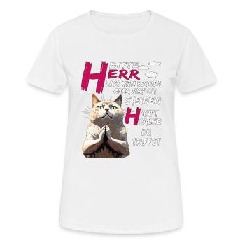 KATZE BETET HERR LASS HIRN REGNEN - Frauen T-Shirt atmungsaktiv - Weiß - Vorne - AI Model Female 172 dark (172cm)