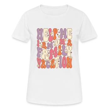 Au secours, je suis en vacances en famille - T-shirt respirant Femme - blanc - Devant - AI Model Female 172 dark (172cm)