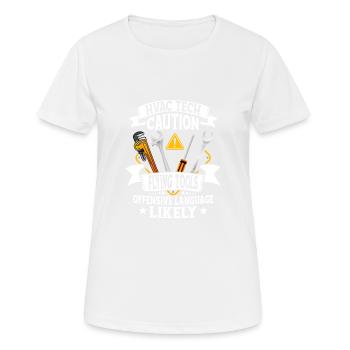 HVAC Tech Caution Installateur d’outils volants Technicia - T-shirt respirant Femme - blanc - Devant - AI Model Female 172 dark (172cm)