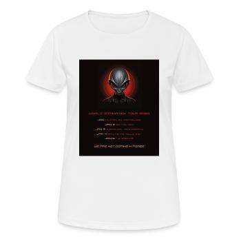 Alien - Weltherrschaft Tour 2030 - Frauen T-Shirt atmungsaktiv - Weiß - Vorne - AI Model Female 172 dark (172cm)