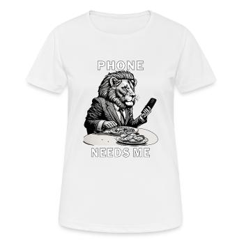 LE TÉLÉPHONE SMARTPHONE A BESOIN DE MOI - T-shirt respirant Femme - blanc - Devant - AI Model Female 172 dark (172cm)