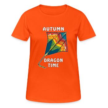 DRACHEN DRAGON TIME - T-shirt respirant Femme - orange néon - Devant - AI Model Female 172 dark (172cm)