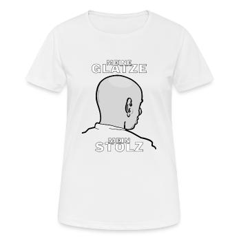 MEINE GLATZE MEIN STOLZ - Frauen T-Shirt atmungsaktiv - Weiß - Vorne - AI Model Female 172 dark (172cm)