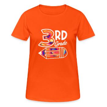 Hallo 3. Klasse Dritte Lehrer Student Tie Dye - Frauen T-Shirt atmungsaktiv - Neonorange - Vorne - AI Model Female 172 dark (172cm)