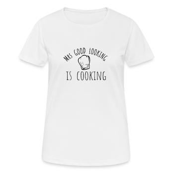 Mrs good looking is cooking - Cook cooking kitchen - T-shirt respirant Femme - blanc - Devant - AI Model Female 172 dark (172cm)