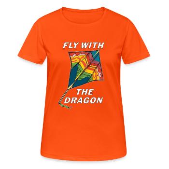 DRACHEN VOLE AVEC LE DRAGON - T-shirt respirant Femme - orange néon - Devant - AI Model Female 172 dark (172cm)