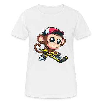 Chimpanzee in Ice Hockey Jersey: An Unusual - Women's Breathable T-Shirt - white - Front - AI Model Female 172 dark (172cm)