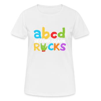 ABCD Second Grade Rocks 100e jour d’école Deuxième - T-shirt respirant Femme - blanc - Devant - AI Model Female 172 dark (172cm)