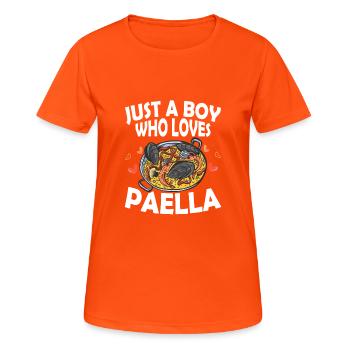 Juste un garçon qui aime Paella Foodie Taco Food Wrap - T-shirt respirant Femme - orange néon - Devant - AI Model Female 172 dark (172cm)