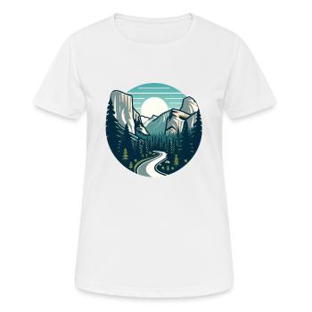 Landscape, Mountains, Forests, Sun - Women's Breathable T-Shirt - white - Front - AI Model Female 172 dark (172cm)