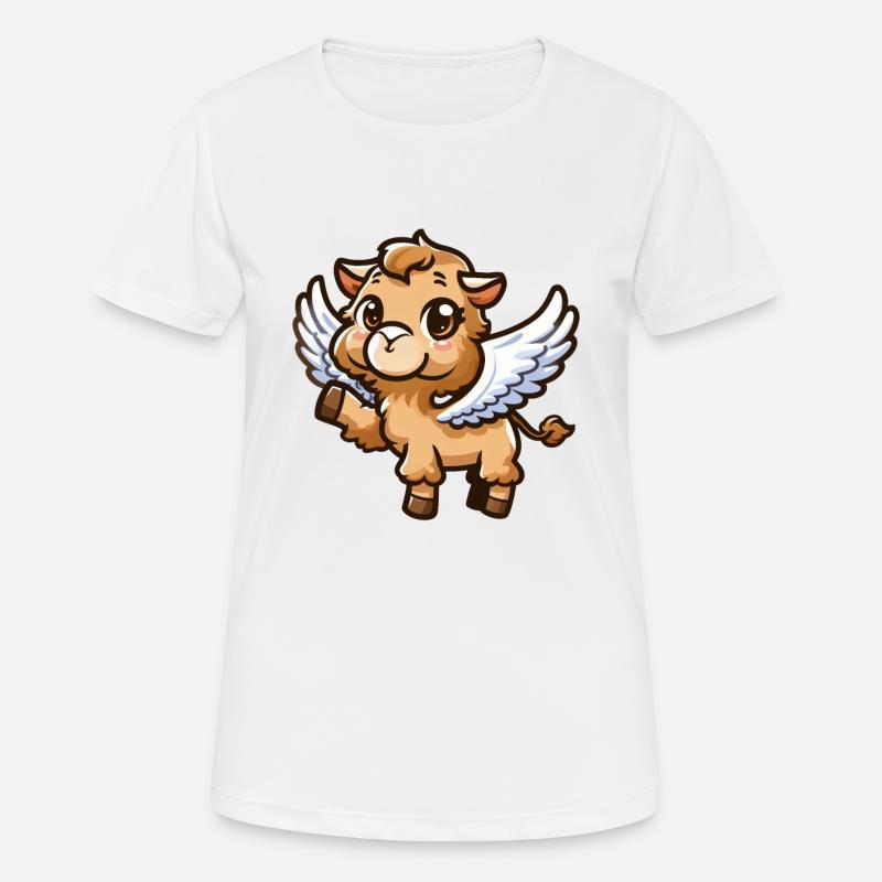 Engels-Kamel: Himmlischer Comic-Stil - Frauen T-Shirt atmungsaktiv - Weiß