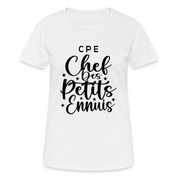 CPE : Chef des Petits Ennuis - T-shirt respirant Femme - blanc - Devant - AI Model Female 172 dark (172cm)