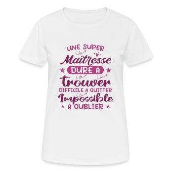Une Super Maîtresse - T-shirt respirant Femme - blanc - Devant - AI Model Female 172 dark (172cm)