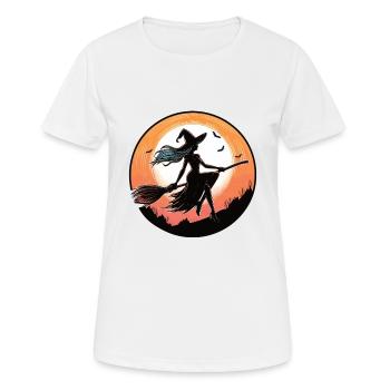 Hexe auf dem Besen - Frauen T-Shirt atmungsaktiv - Weiß - Vorne - AI Model Female 172 dark (172cm)