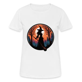 Hexe mit Besen - Frauen T-Shirt atmungsaktiv - Weiß - Vorne - AI Model Female 172 dark (172cm)