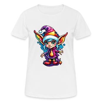 Diablotin / Nain / Fée / Noël / Elfe - T-shirt respirant Femme - blanc - Devant - AI Model Female 172 dark (172cm)