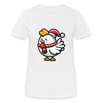 Poulet de Noël : Idylle festive à la ferme - T-shirt respirant Femme - blanc - Devant - AI Model Female 172 dark (172cm)