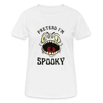 Costume d’Halloween fantôme groovy mignon, faire semblant que je suis - T-shirt respirant Femme - blanc - Devant - AI Model Female 172 dark (172cm)