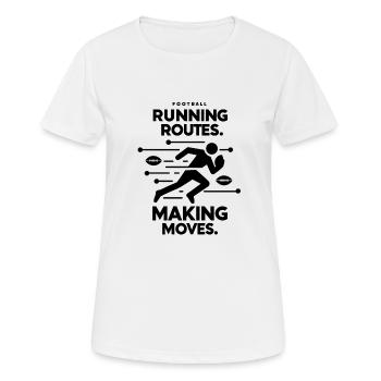 Laufstrecken: Bewegungen machen - Frauen T-Shirt atmungsaktiv - Weiß - Vorne - AI Model Female 172 dark (172cm)