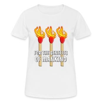 STREICHHOLZ FOR THE BENEFITS OF MANKIND - Frauen T-Shirt atmungsaktiv - Weiß - Vorne - AI Model Female 172 dark (172cm)
