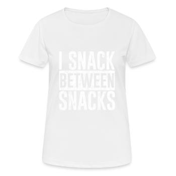 Je grignote entre les collations 3 - T-shirt respirant Femme - blanc - Devant - AI Model Female 172 dark (172cm)