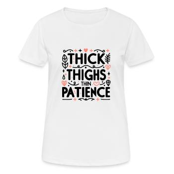 Cuisses épaisses Patience mince - T-shirt respirant Femme - blanc - Devant - AI Model Female 172 dark (172cm)