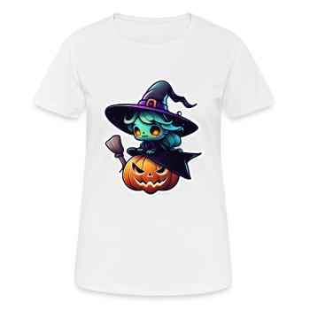 Halloween - Kürbis und Hexe - Frauen T-Shirt atmungsaktiv - Weiß - Vorne - AI Model Female 172 dark (172cm)