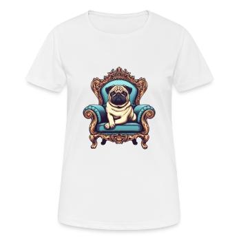 Majestätischer Mops auf dem Thron - Frauen T-Shirt atmungsaktiv - Weiß - Vorne - AI Model Female 172 dark (172cm)