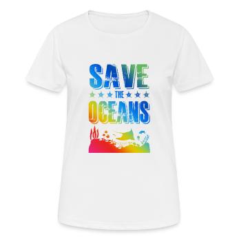 save the ocean - Frauen T-Shirt atmungsaktiv - Weiß - Vorne - AI Model Female 172 dark (172cm)