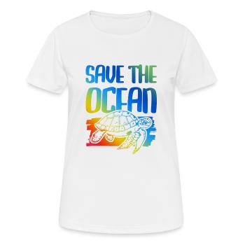 Save the Ocean Turtle - Women's Breathable T-Shirt - white - Front - AI Model Female 172 dark (172cm)