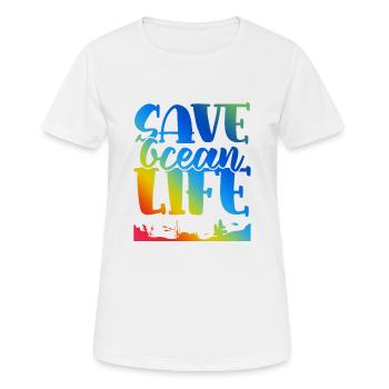 save the ocean leben - Frauen T-Shirt atmungsaktiv - Weiß - Vorne - AI Model Female 172 dark (172cm)