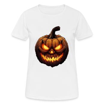 Pumkin d’Halloween avec un visage rayonnant - T-shirt respirant Femme - blanc - Devant - AI Model Female 172 dark (172cm)