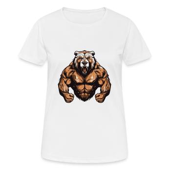 Bear Grizzly Muscles Workout Gym - Women's Breathable T-Shirt - white - Front - AI Model Female 172 dark (172cm)