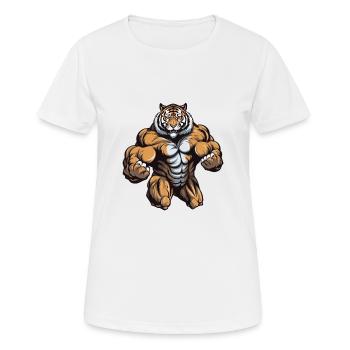 Tiger Muscles Workout Gym - Women's Breathable T-Shirt - white - Front - AI Model Female 172 dark (172cm)