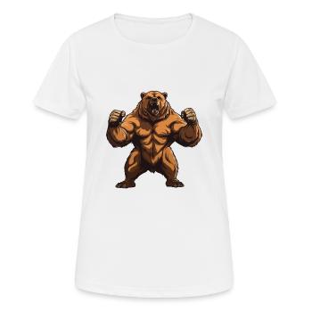 Ours Grizzly Musculation Muscles - T-shirt respirant Femme - blanc - Devant - AI Model Female 172 dark (172cm)