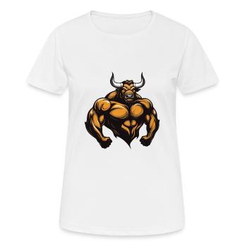 Bulle Stier Muskeln Workout Gym - Frauen T-Shirt atmungsaktiv - Weiß - Vorne - AI Model Female 172 dark (172cm)