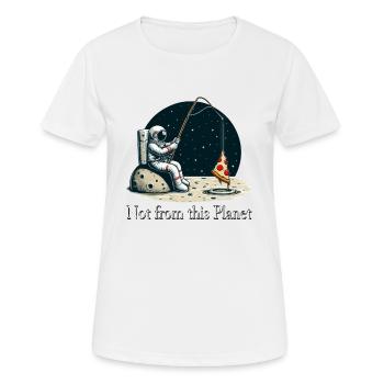 Astronaut Pizza Fishing in Space - Women's Breathable T-Shirt - white - Front - AI Model Female 172 dark (172cm)