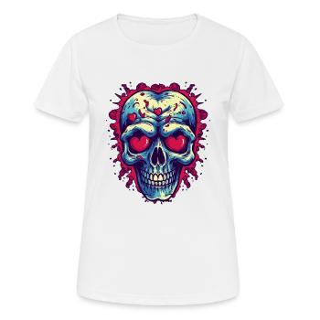 Skull in love with hearts - Women's Breathable T-Shirt - white - Front - AI Model Female 172 dark (172cm)