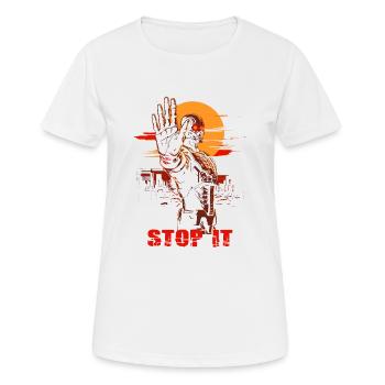 Stop it, a dystopian cyborg - Women's Breathable T-Shirt - white - Front - AI Model Female 172 dark (172cm)