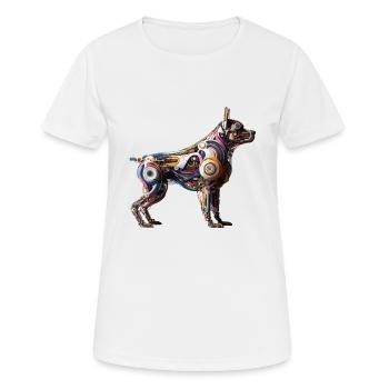 Farbenfroher abstrakter Roboterhund - Frauen T-Shirt atmungsaktiv - Weiß - Vorne - AI Model Female 172 dark (172cm)