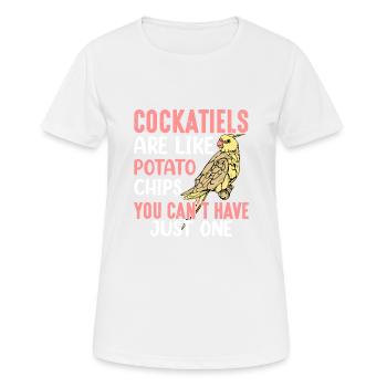 Cockatiels Are Like Potato Chips Bird Avian Parrot - Women's Breathable T-Shirt - white - Front - AI Model Female 172 dark (172cm)