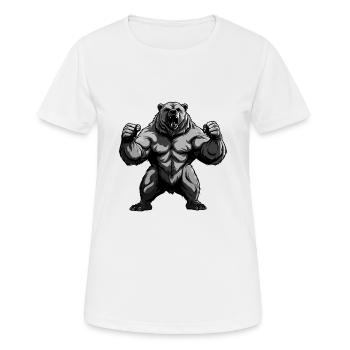 Ours Grizzly Musculation Muscles - T-shirt respirant Femme - blanc - Devant - AI Model Female 172 dark (172cm)