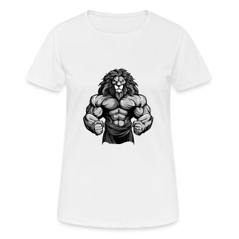 Löwe Muskeln Bodybuilding - Frauen T-Shirt atmungsaktiv - Weiß - Vorne - AI Model Female 172 dark (172cm)