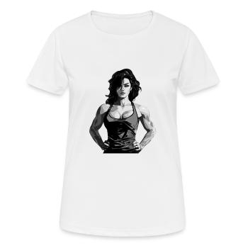 Femme Muscles Workout Gym - T-shirt respirant Femme - blanc - Devant - AI Model Female 172 dark (172cm)